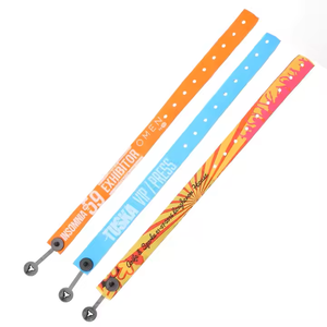 Factory Wholesale Tamper Proof Polyester White Fabric Bracelets Blank Sublimation Wristband With Plastic Lock for Music Festival