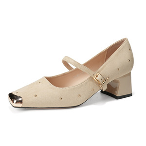 Sandalias de Tacón Cuadrado con Hebilla y Punta Redonda 5688-1, Zapatos Elegantes para Mujer de Color Sólido - Product Image 4