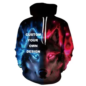 OEM Custom Logo Full Digital 3D Printed Polyester Unisex Fashion Hooded Pullover Sublimation Hoodies Sweatshirts