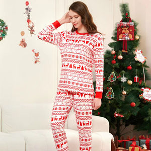 ملابس نوم طويلة الأكمام ناعمة مطبوعة ، منامة بخصر مرن للتنفس ، منامة حرارية عائلية مطابقة للخريف وعيد الميلاد - Product Image 5