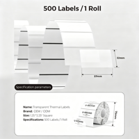 Rouleau d'étiquettes thermiques transparentes, imperméables, résistantes à l'huile et écologiques, 2,25x1,25, 500 pièces, autocollants personnalisables avec logo pour la promotion