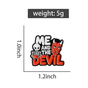 Broches émaillées 'Je et le Diable' style Punk Gothique, monstre squelette à visage rouge, badges pour sac à dos et revers, bijoux d'horreur pour Halloween, cadeaux - Product Image 2