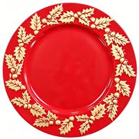 Assiette en PP décorée de feuilles de houx rouges de Noël, vaisselle de restaurant occidental, vaisselle de mariage, Elonna, passe au lave-vaisselle