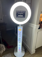 Cabina de Fotos para iPad con Logotipo Personalizado, Cabina de Selfies Portátil con Anillo de Luz RGB para Alquiler en Eventos