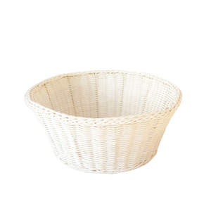 XH Wholesale Handwoven Durable Organizer <strong>Round</strong> White Plastic Rattan Home Storage <strong>Wicker</strong> <strong>Basket</strong> - Product Image 1