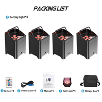 4 pièces 6X18W APP Wifi W-DMX DMX512 contrôle RDM Rechargeable 2.4G sans fil alimenté par batterie LED Uplight pour mariage Club fête DJ