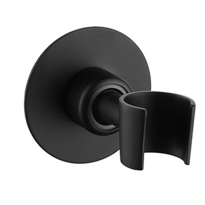 Support de pomme de douche rond 58 mm noir, sans perçage, fixation universelle pour salle de bain - Product Image 1