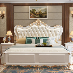 <span class=keywords><strong>Letto</strong></span> Matrimoniale in Legno Massello dal Design Europeo Elegante con Testiera Imbottita a Rombi e Contenitore Nascosto, Arredamento per la Casa - Product Image 1