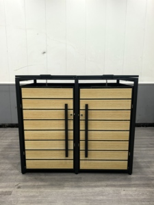 Nguồn Nhà Sản Xuất Thùng Rác Hộp 2 Thùng Thép Mạ Kẽm Bánh Xe <span class=keywords><strong>Bin</strong></span> Bìa - Product Image 2