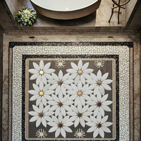 Carreaux de mosaïque murale en marbre moderne de luxe Design floral spécial pour Villa Salle de bain Salon pour crédence Escalier Salle de piscine