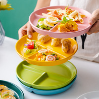 OEM & ODM Compartiment de service pour fruits Assiette en céramique Cloison divisée Assiettes et plats Assiette en porcelaine de couleurs assorties