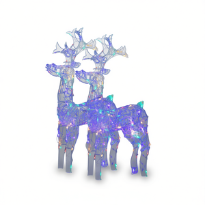 Decoraciones navideñas de renos acrílicos, figuras con iluminación LED de 23,6x6,3x39,4 pulgadas para sala de estar, estilo moderno - Product Image 1