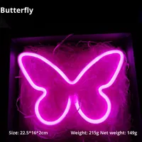 Décoration lumineuse LED néon en forme de papillon avec alimentation USB, en matériau PC, lumières colorées pour les fêtes d'anniversaire des enfants, éclairage nocturne