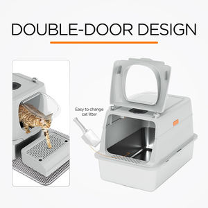 OEM/ODM Geruchshemmende Edelstahl-Katzentoilette mit Deckel XL, Leicht zu Reinigende, Geschlossene und Abnehmbare Metall-Katzentoilette mit Streuschaufel - Product Image 4