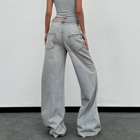 Celana Jeans Wanita High Waist Baggy Streetwear Berkualitas Tinggi Model Wide Leg