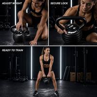 Kettlebell réglable 3,4-18 kg, réglage par cadran, acier, qualité compétition, 7 en 1 pour entraînement et fitness