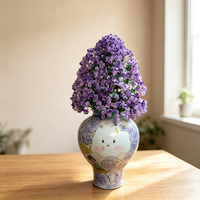 Arbre de la prospérité en cristal d'améthyste naturel fait main en forme de fleur, ornement bonsaï dans un vase artistique émaillé, artisanat en cristal pour cadeau, vente en gros