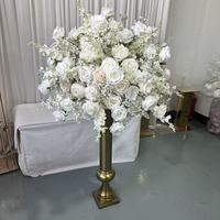 Boule de fleurs artificielles en soie blanche recyclable de haute qualité IFG 70 cm pour la décoration de centre de table de mariage