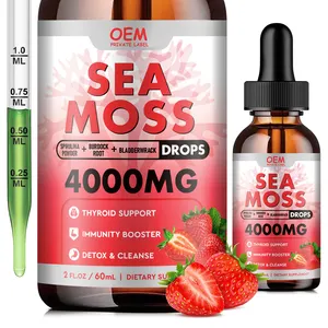 OEM Sea Moss Liquid Drops Organic Irish Sea Moss Gel Supplement With Burdock Root For Immune Support Detox Cleanse Digestion