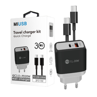 Kit de chargeur mural avec prise EU en boîte, chargeur rapide USB C 20W avec câble Type C vers Type C