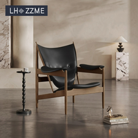 Fauteuil de rangement moderne de luxe nordique en cuir véritable, en bois massif, avec mousse haute élasticité, pour salon et bureau à domicile