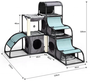 <span class=keywords><strong>Arbre</strong></span> à <span class=keywords><strong>chat</strong></span>, poteaux à gratter, condo d'escalade, salle de sport, maison pour animaux de compagnie, hamac, jouets, meubles, centre d'activités, kit multi-niveaux - Product Image 4