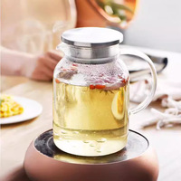 Botol air kaca 1200ml-2500mL dengan tutup baja tahan karat Pot air jus tahan ledakan kualitas tinggi
