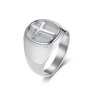 Cross <b>Ring</b> Gold Men's Titanium Steel Geometric Shape Gift Jewelry - Product Image 5