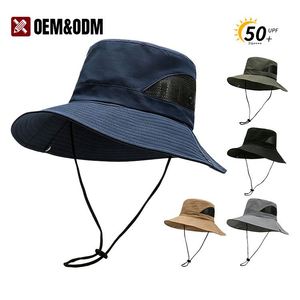 Chapeaux de pêcheur personnalisés, brodés, avec cordon de serrage, respirants, pour les activités de plein air estivales, les voyages, la pêche - Product Image 1