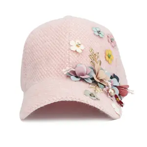 HZM-23280 Flores Mulheres Verão Casual Sun Nova Marca Boné de Beisebol para Meninas Luxo Rhinestones Hip Hop Hat