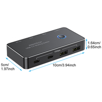 Produsen langsung 14 tahun adaptor sakelar USB 2 In 4 Out 10Gbps dengan 2 kabel Data USB/tipe-c dan Remote