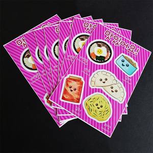 Hoja de pegatinas holográficas de vinilo personalizadas con logo de marca Guangdong, calcomanía de dibujos animados de postres, tarjeta transparente troquelada para decoración del hogar - Product Image 6