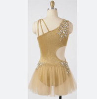 Robe de danse lyrique pour femmes avec strass brillants et bretelles fleuries pour les compétitions de gymnastique et les spectacles sur scène