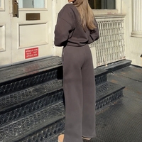Ensemble de vêtements décontractés pour femmes, 2 pièces, sweat-shirt à col rond en coton respirant, pantalon au-dessus du genou, personnalisation d'usine