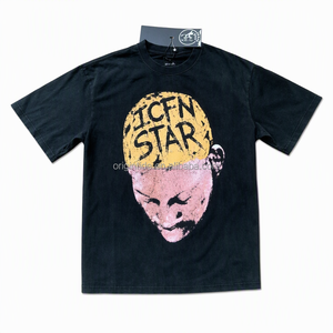 เสื้อยืดผู้ชายลายกราฟิกสีดำ แขนสั้น คอกลม พิมพ์ลาย สตรีทแวร์ ลำลอง ยูนิเซ็กส์ เสื้อยืดโอเวอร์ไซส์ผู้ชาย ผ้าฝ้าย - Product Image 4