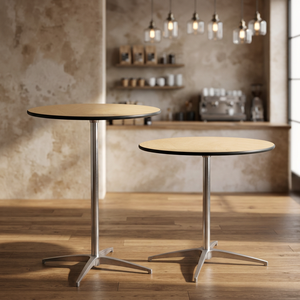 Modern Round Wooden <b>Bar</b> <b>Table</b> with Cross Base for Commercial Outdoor Use - Product Image 2