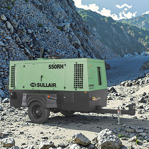 <span class=keywords><strong>Compresseur</strong></span> d'air portable à vis diesel refroidi par air <span class=keywords><strong>Sullair</strong></span> 550RH avec moteur Cummins et roues pour la construction minière et le forage - Product Image 1