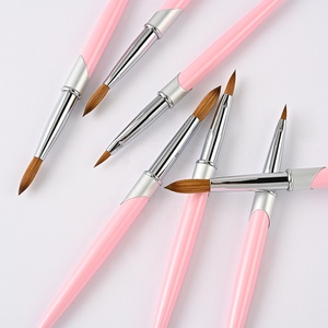 Pincel de aluminio para uñas Kolinsky, herramientas de manicura, pincel para uñas, <span class=keywords><strong>rosa</strong></span>, nuevo - Product Image 3