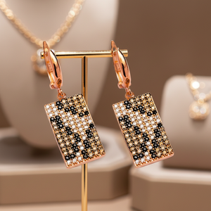 Boucles d'oreilles léopard forme géométrique turque Rectangle Design couleur marron délicate vente en gros bijoux en argent Sterling 925 - Product Image 3