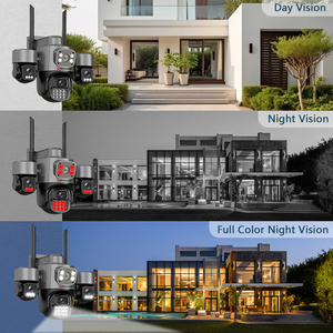 Caméra de sécurité intelligente à 3 objectifs, enregistrement 24h/24 et 7j/7, sans fil, 4G, 360° °   Caméra de sécurité solaire extérieure avec suivi automatique des personnes par IA, AOV 6MP - Product Image 5