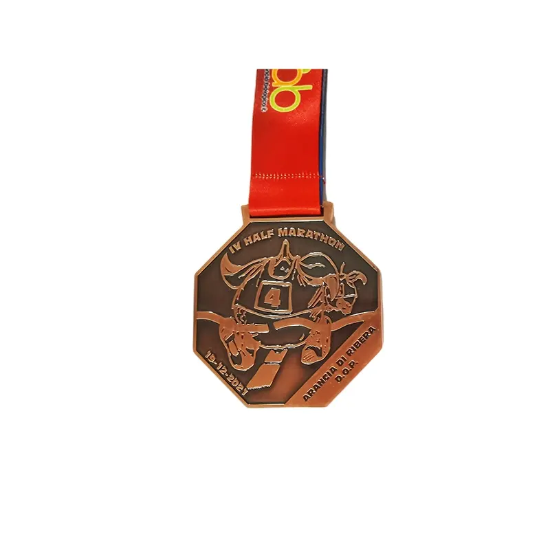 هونغدا مخصص ميداليات الذهب الفضة معدن البرونز رياضة الجري سباق جائزة مع الحبل 3D 5K 10K ميدالية سباق المارثون مع الشريط