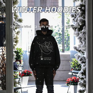 เสื้อฮู้ดไหมพรมพิมพ์ลายพัฟฟ์สำหรับผู้ชายรุ่นใหม่ล่าสุดสำหรับฤดูหนาว - คุณภาพสูง สไตล์ไฮสตรีท - Product Image 2