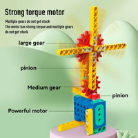 Blocs de construction multifonctionnels électriques éducatifs en plastique, 40 pièces, thème animaux et nature, engrenages mécaniques, grandes pièces pour tous les âges
