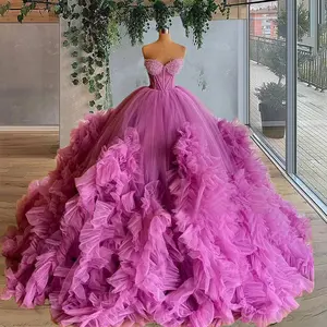 Mumuleo 2023 Pink Quinceanera Dresses Ball Gown Sweetheart Ruffled Pageant Dress Sweet 16 Vestido De 15 Anos Quinceanera