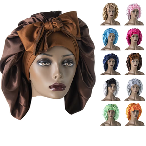 Mũ Pajama lụa, thích hợp cho phụ nữ có mái tóc dài. Lưới tóc lụa hai lớp, được trang bị dây rút. - Product Image 1
