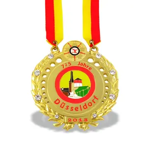 कस्टम सोना मढ़वाया रंगीन रिबन Foortball खेल चियरलीडिंग क्लासिक पदक