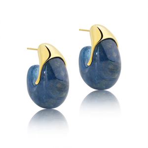 Pendientes de botón estilo retro con diseño de flor, chapados en oro de 14K, de acero inoxidable, de lujo ligero, de alta gama, con temperamento exagerado - Product Image 6