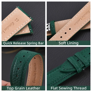 Trendybay High Quality Soft Vintage Classic Custom Lychee Pattern Cow Genuine Leather Watch Bands Genuine Leather Watch Straps - Product Image 2