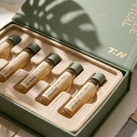 Boîte rigide personnalisée vert sauge/gris en carton pour 6 flacons de peptides, en pâte moulée, avec logo gaufré offset, pour soins personnels