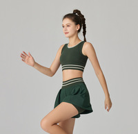 Aoyema-Ensemble de Yoga à Séchage Rapide pour Femme, Couleur Unie, Gym, Fitness, Hauts, Jupe, Court, Golf, Yoga, Tennis, pour Adultes